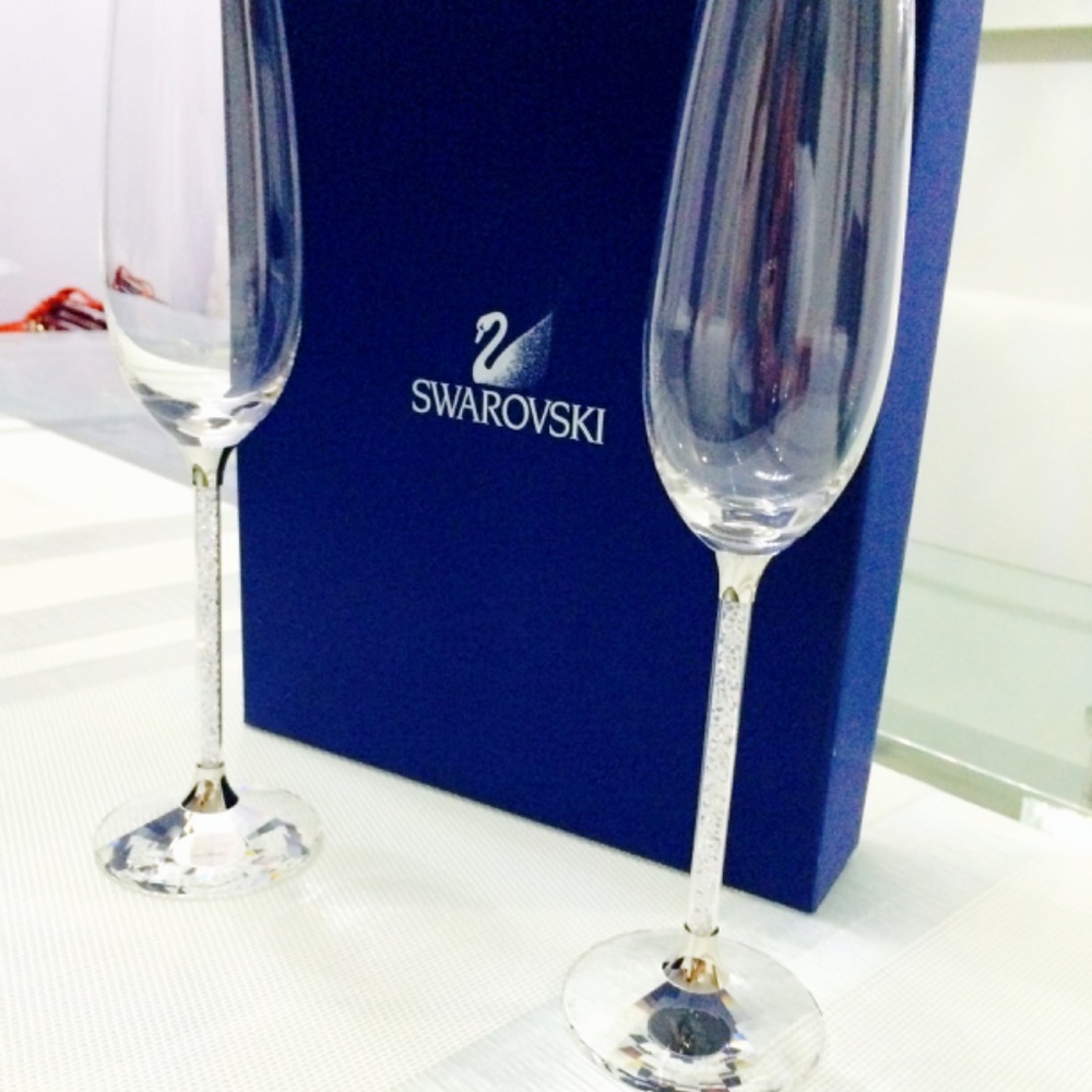 Crystalline Champagne Flutes, Set of 2